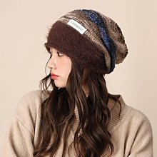 美拉德毛絨帽子女冬季顯臉小加厚保暖針織毛線帽百搭護耳冷帽 歷史價格詳細信息