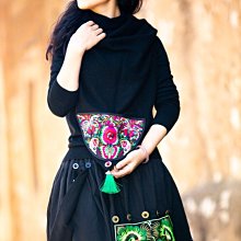 【鈷藍家】異域民族色織提花織布水桶包 原創設計花團錦簇毛球流蘇裝飾刺繡肩帶單肩斜背包包 去有風的地方 復古旅行民族風單肩包 歷史價格詳細信息