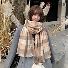 圍巾 披肩 韓版網紅棋牌格時尚仿羊絨圍巾女兩用空調披肩秋冬季保暖格子圍脖WY040 歷史價格詳細信息