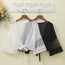 夏季女外搭薄款蕾絲小披肩大碼服開衫百搭上衣配裙子網紗坎肩-格林賣場 歷史價格詳細信息