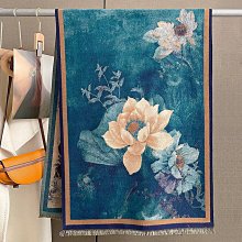 圍巾 披肩 韓版時尚仿羊絨油畫時尚保暖圍巾女季加厚雙面學生圍脖兩用披肩WY040 歷史價格詳細信息