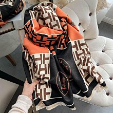 圍巾 披肩 2023新款線條H時尚仿羊絨圍巾女冬季加厚保暖學生圍脖雙面披肩空WY040 歷史價格詳細信息