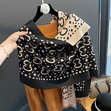 圍巾 披肩 2023新款線條H時尚仿羊絨圍巾女冬季加厚保暖學生圍脖雙面披肩空WY040 歷史價格詳細信息