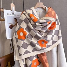 圍巾 披肩 韓版時尚仿羊絨油畫時尚保暖圍巾女季加厚雙面學生圍脖兩用披肩WY040 歷史價格詳細信息