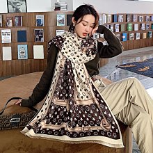 圍巾 披肩 2023新款線條H時尚仿羊絨圍巾女冬季加厚保暖學生圍脖雙面披肩空WY040 歷史價格詳細信息