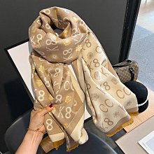 圍巾 披肩 2023新款線條H時尚仿羊絨圍巾女冬季加厚保暖學生圍脖雙面披肩空WY040 歷史價格詳細信息