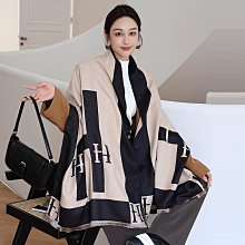 圍巾 披肩 2023新款線條H時尚仿羊絨圍巾女冬季加厚保暖學生圍脖雙面披肩空WY040 歷史價格詳細信息