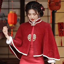 旗袍披肩紅色小坎肩薄款外搭春秋斗篷高端針織開衫披風外套女夏季旗袍披肩斗篷-沐雨家居 歷史價格詳細信息