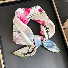 方巾 領巾 絲巾 圍巾 2023印花時尚桑蠶絲絲巾女裝飾53真絲小方巾韓版百搭氣質圍巾護頸WY040 歷史價格詳細信息