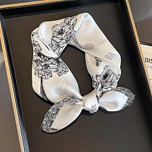 方巾 領巾 絲巾 圍巾 絲巾女氣質小方巾裝飾領巾夏季防曬披肩印花圍巾仿真絲領巾裝飾WY040 歷史價格詳細信息