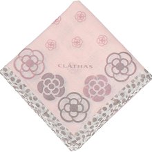 【CLATHAS】山茶花虛線格紋燙金LOGO純綿帕巾領巾(粉色/白色) 歷史價格詳細信息