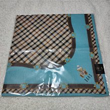 《24H必回覆》DAKS LONDON 女用 手帕（淺藍底格紋深藍邊-熊熊圖案）日本製 100%綿 川邊（株）塑膠包裝 歷史價格詳細信息