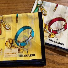 日本製 TRUSSARDI 手帕 手巾 汗巾 淡粉色 條紋 花圈 圖案 100%棉 A1900159-19-09 歷史價格詳細信息