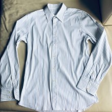 [品味人生]保證正品 PRADA  淺灰色 條紋  長袖 襯衫 size 40 /15.75 歷史價格詳細信息