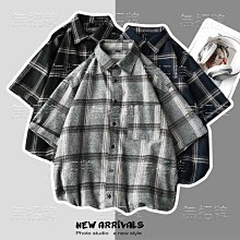 夏季短袖襯衫男港風格子寬松潮牌半袖襯衣百搭潮流休閑青少年上衣 大尺碼襯衫男 短袖襯衫 男生襯衫-MINTS名仕男裝 歷史價格詳細信息