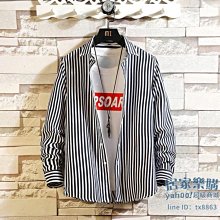 【襯衫】襯衫男長袖韓版潮流帥氣男裝衣服潮牌男士春秋上衣休閑條紋白襯衣 歷史價格詳細信息