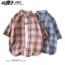 男士襯衫新款風格夏季短袖格子百搭襯衫休閒寬鬆韓版外套上衣潮流-22號穿搭 歷史價格詳細信息