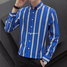條紋襯衫男士長袖韓版修身商務休閑青年帥氣襯衣潮 歷史價格詳細信息