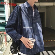 格子襯衫男長袖韓版潮流百搭寬鬆上衣春夏新款港風休閒外套ins潮 歷史價格詳細信息