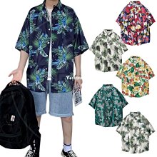 復古花襯衫 港風碎花襯衫男 寬鬆潮流沙灘襯衫 夏威夷短袖襯衫男女 夏季慵懶風情侶短袖襯衫外套-22號穿搭 歷史價格詳細信息