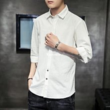 亞麻襯衫男短袖襯衣男士立領棉麻七分袖韓版很仙的痞帥潮流dk上衣 歷史價格詳細信息