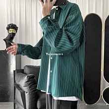 外套男秋季條紋襯衫男士長袖寬松痞帥氣個性港風潮流韓版ins上衣 歷史價格詳細信息