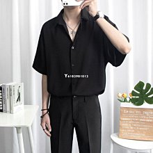 短袖襯衫男黑色冰絲薄款潮牌潮流休閑襯衣男寬松港風外套夏季半袖冰絲外套-kby科貝 歷史價格詳細信息