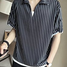 男士立領條紋襯衫 高級感韓版 彈力免燙 長袖襯衣 男裝 長袖上衣 歷史價格詳細信息