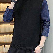 青少年襯衫領毛線衣潮流假兩件針織打底衫2023秋冬季新款百搭上衣男裝毛衣 男士針織衫 歷史價格詳細信息