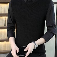 假兩件長袖襯衫男士2024新款春秋青少年復古條紋oversize上【超齡男裝】 歷史價格詳細信息