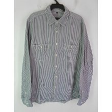 男～【ONIARAI鬼洗 】M號胸圍51公分，牛仔拼布條紋丹寧風襯衫，這件好看很有質感 歷史價格詳細信息