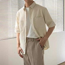 夏季純色男士中袖襯衣短袖修身韓版潮流髮型師7七分袖帥氣襯衫 歷史價格詳細信息