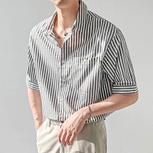 條紋襯衫 男士五分袖 中袖 新款潮流 免燙抗皺 修身 韓版印花 帥氣襯衣 歷史價格詳細信息