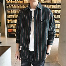 襯衫 男生長袖 新款韓版 修身中 青年條紋 男士襯衣 秋季 休閒潮流外套 男裝 男襯衫 歷史價格詳細信息