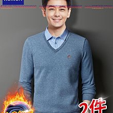 秋冬季毛衣男士假兩件襯衫領針織打底衫加絨加厚帶領冬裝保暖上衣【zero潮流屋】 歷史價格詳細信息
