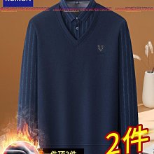 假兩件男士針織衫秋冬季毛衣中年爸爸加絨加厚打底衫毛線條紋【zero潮流屋】 歷史價格詳細信息