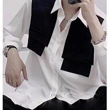 設計系襯衫高級感撞色條紋拼接長袖襯衫男韓版潮流小眾復古痞帥設計感襯衫秋明星表演服表演服裝夜店韓風上衣~時尚男裝 歷史價格詳細信息