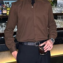 毛呢襯衫新中式假兩件男士上衣感新款成熟穩重男裝打底衫 歷史價格詳細信息