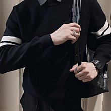 假兩件毛衣男士撞色ins潮流襯衫領秋冬季打底針織衫加絨男裝線衣【zero潮流屋】 歷史價格詳細信息