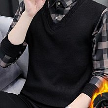 假兩件毛衣男 4色M3XL 秋冬寬鬆上衣 潮流圓領華夫格針織衫 韓版慵懶簡約針織外套 歷史價格詳細信息