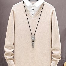 假兩件毛衣男 4色M3XL 秋冬寬鬆上衣 潮流圓領華夫格針織衫 韓版慵懶簡約針織外套 歷史價格詳細信息
