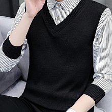 假兩件條紋襯衫領針織衫長袖男2023新款爆款毛衣男士潮牌冬季外套【zero潮流屋】 歷史價格詳細信息