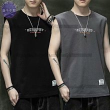 寬松休閑無袖冰絲連帽背心T恤男夏季薄款連帽運動潮男坎肩上衣-毛毛男裝 歷史價格詳細信息