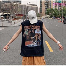 美式復古印花無袖 背心男 款ins潮牌設計感小眾oversize休閑上衣服 背心男 無袖上衣 背心 夏季背心 坎肩-潮流e線 歷史價格詳細信息