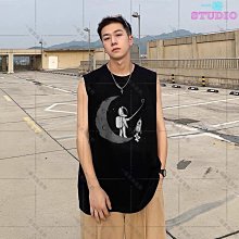 「一格男裝服飾」夏季新款男士背心T恤寬松百搭港風潮牌復古嘻哈街頭無袖上衣XT 歷史價格詳細信息