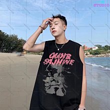 暗黑系無袖T恤男寬鬆男生背心男潮流純色汗衫打底坎肩吊嘎無袖背心運動背心男  59-真男人專賣店 歷史價格詳細信息