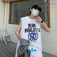 「一格男裝服飾」夏季歐美街頭高街潮牌中長款無袖背心T恤男圓弧下擺純色打底衫潮XT 歷史價格詳細信息