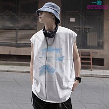 背心男夏季潮流ins寬松字母印花無袖t恤大碼運動嘻哈外穿坎肩上衣-毛毛男裝 歷史價格詳細信息