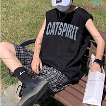 背心男夏季潮流ins寬松字母印花無袖t恤大碼運動嘻哈外穿坎肩上衣-毛毛男裝 歷史價格詳細信息