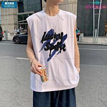 背心 無袖 T恤 ???? 夏季bf風無袖t恤背心男韓版潮流ins籃球運動潮牌百搭砍袖上衣馬甲-MINTS名仕男裝 歷史價格詳細信息